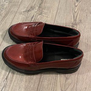 Reformation Agathea Chunky Patent Leather Loafer in Cranberry 8